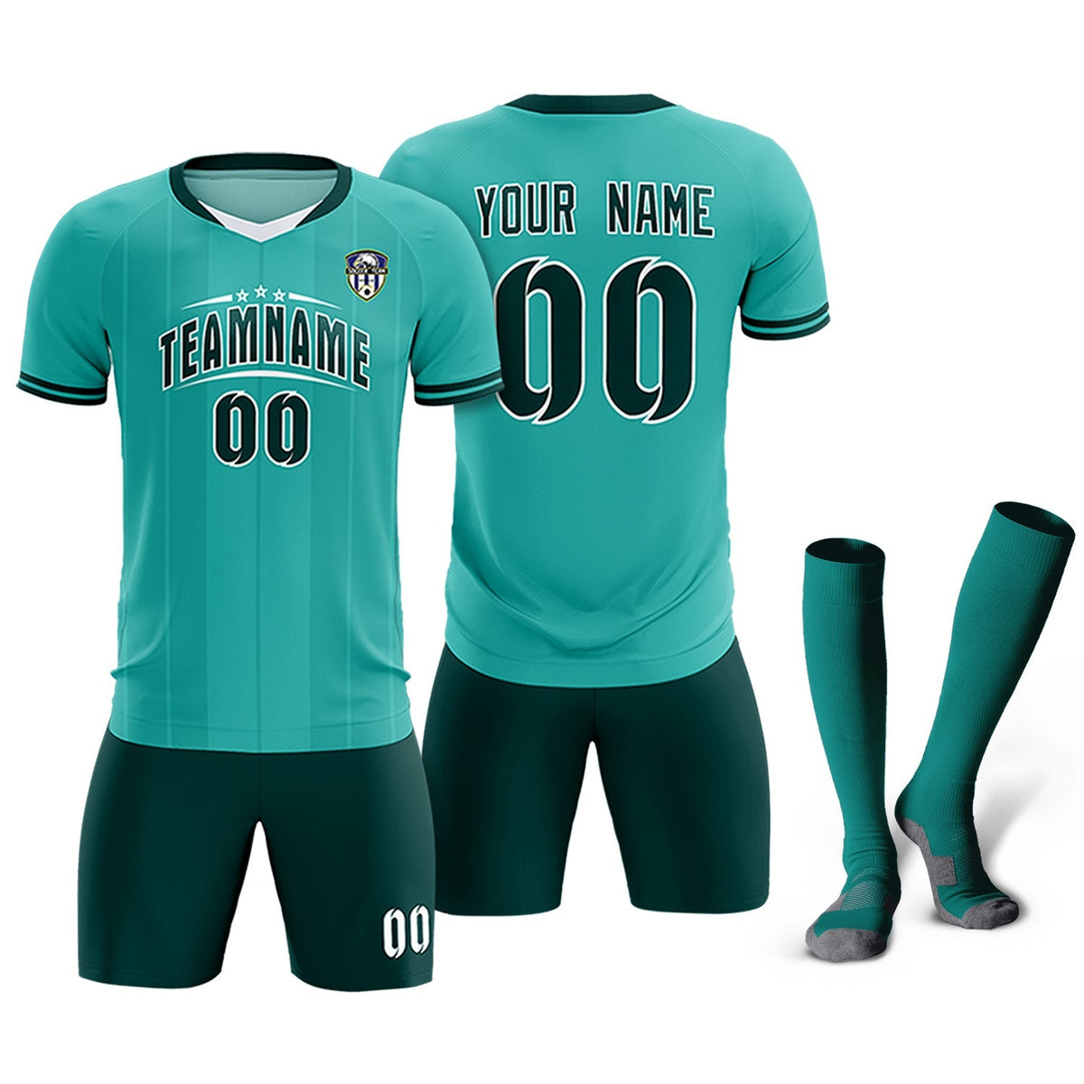Custom Bright Green Classic Striped Personalized Football Kit Jersey