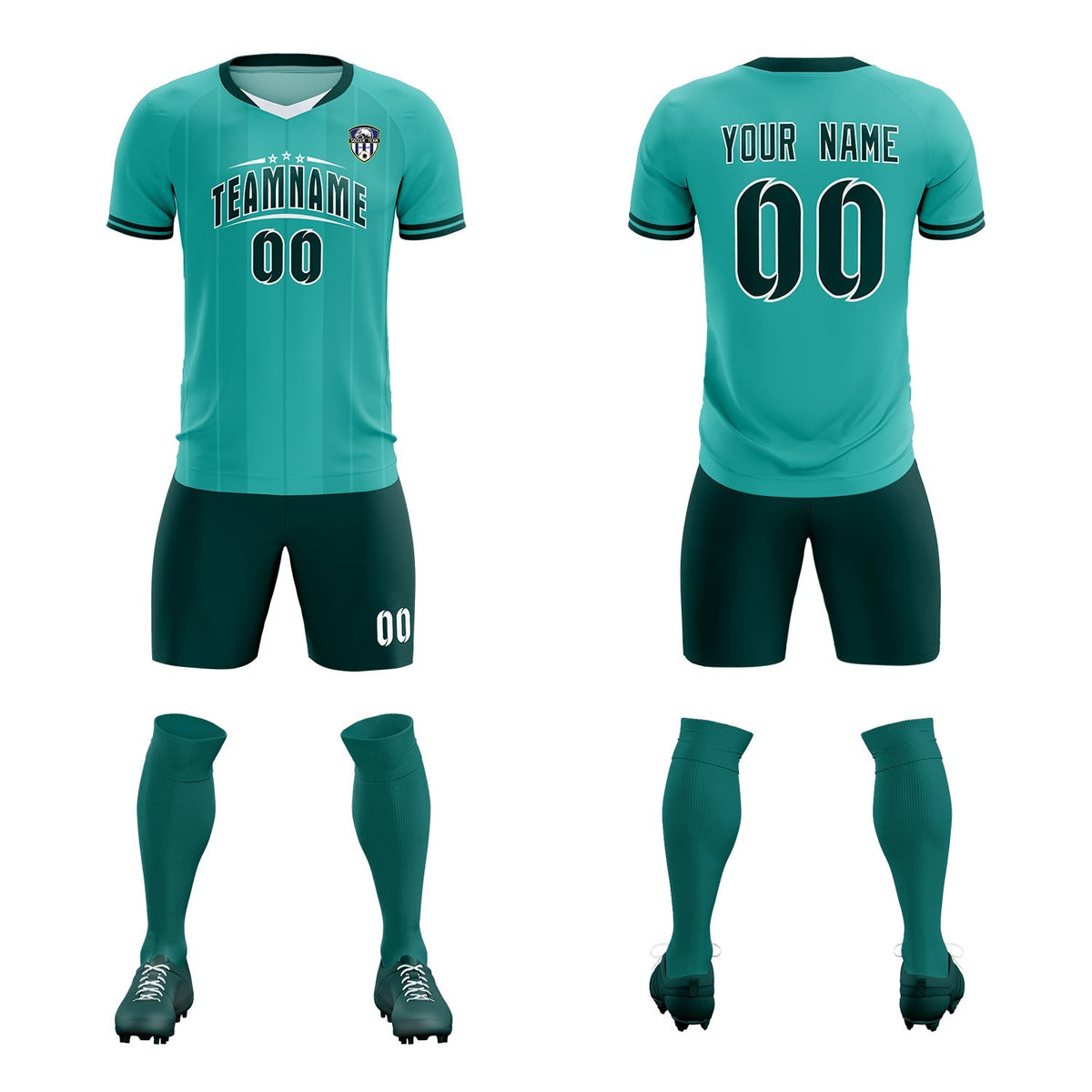 Custom Bright Green Classic Striped Personalized Football Kit Jersey