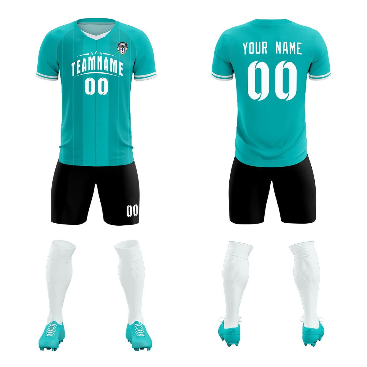 Custom Green Classic Striped Personalized Football Kit Jersey