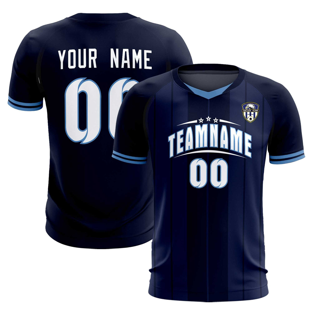 Custom Navy Classic Striped Personalized Football Kit Jersey