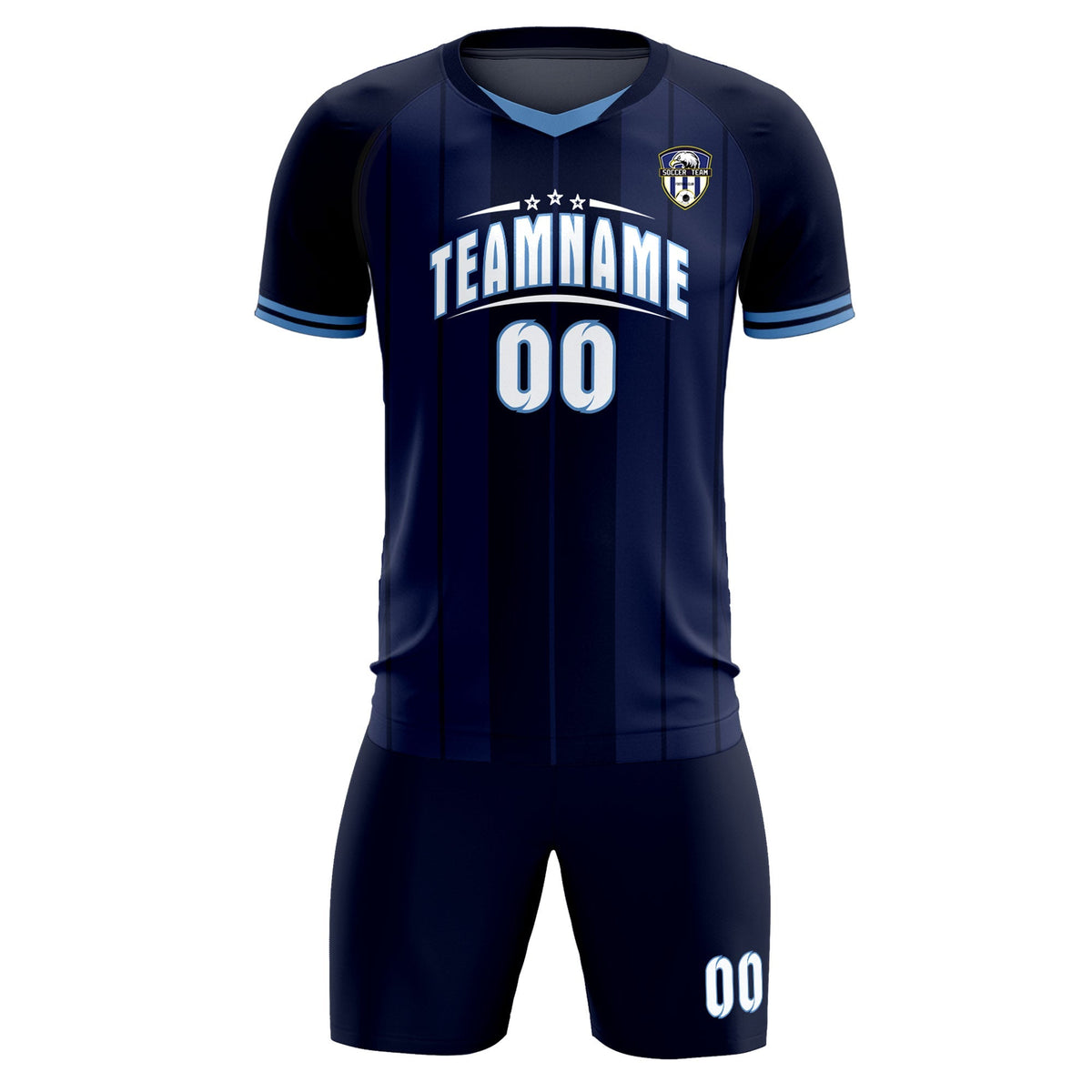 Custom Navy Classic Striped Personalized Football Kit Jersey