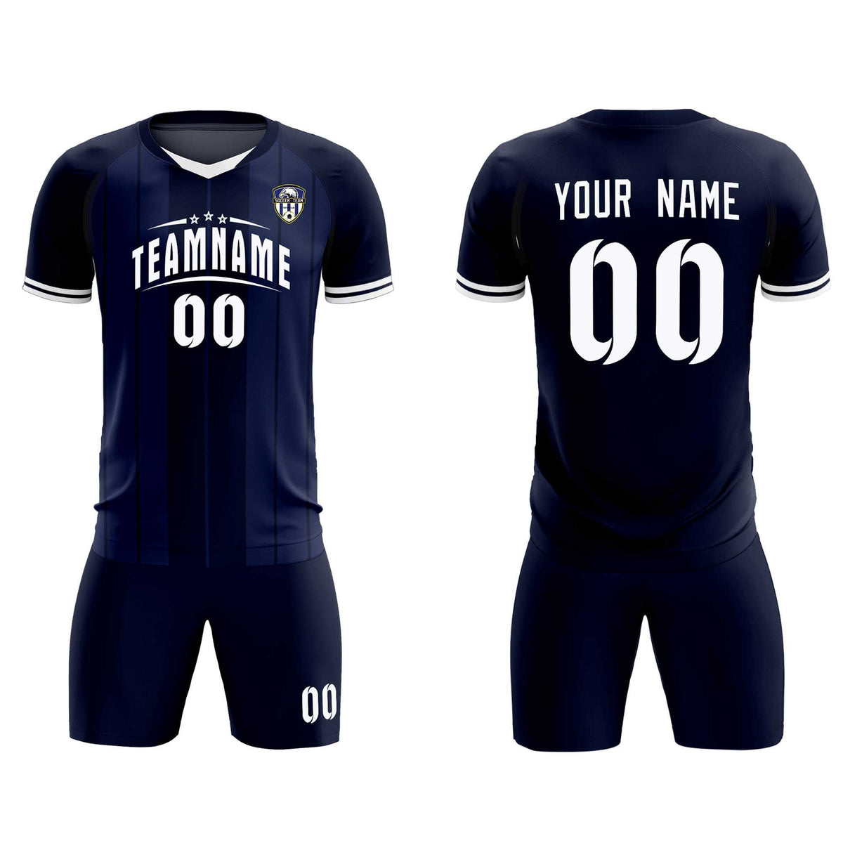Custom Navy Classic Striped Personalized Football Kit Jersey