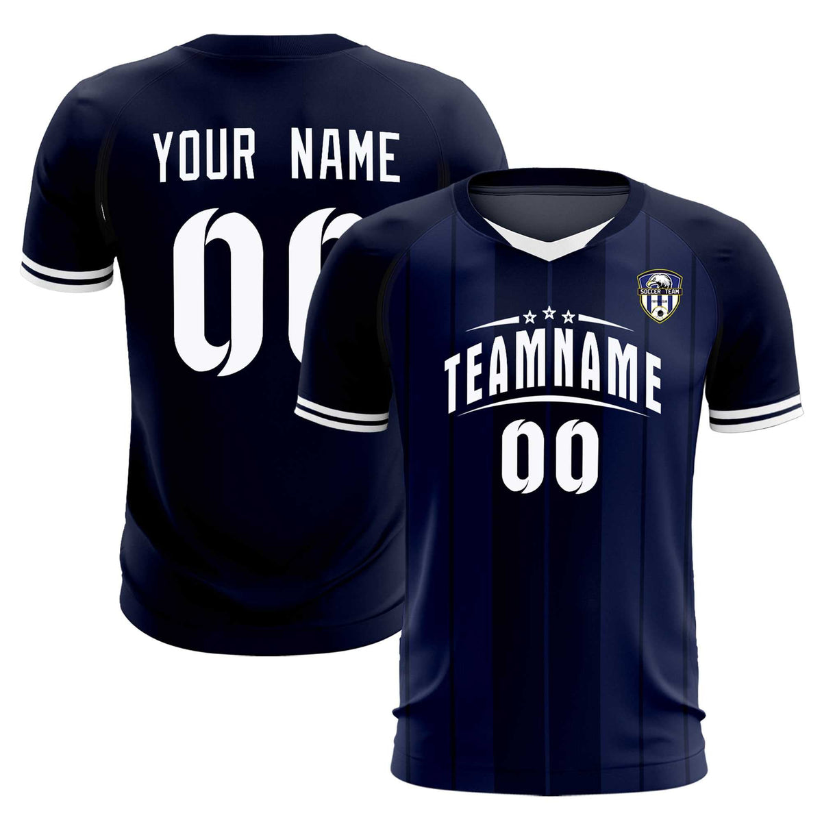 Custom Navy Classic Striped Personalized Football Kit Jersey