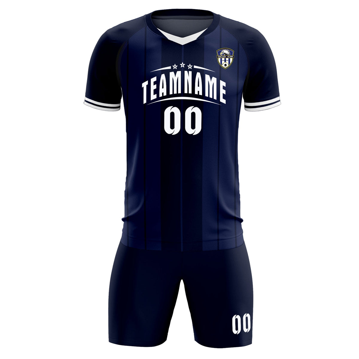 Custom Navy Classic Striped Personalized Football Kit Jersey