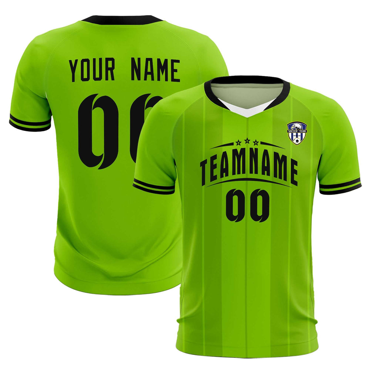Custom Neon Green Classic Striped Personalized Football Kit Jersey