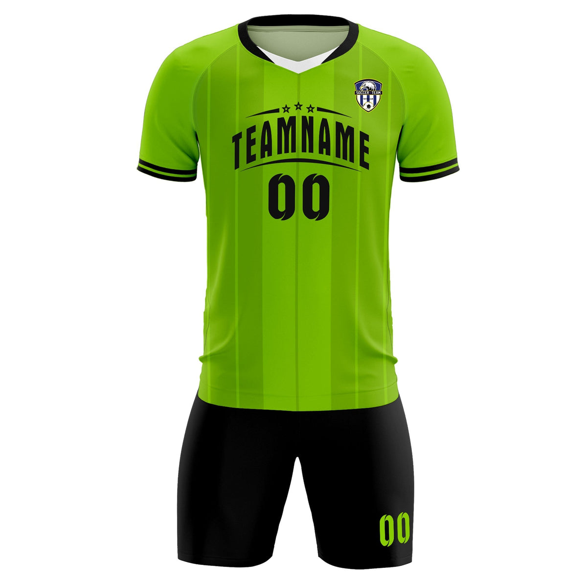 Custom Neon Green Classic Striped Personalized Football Kit Jersey