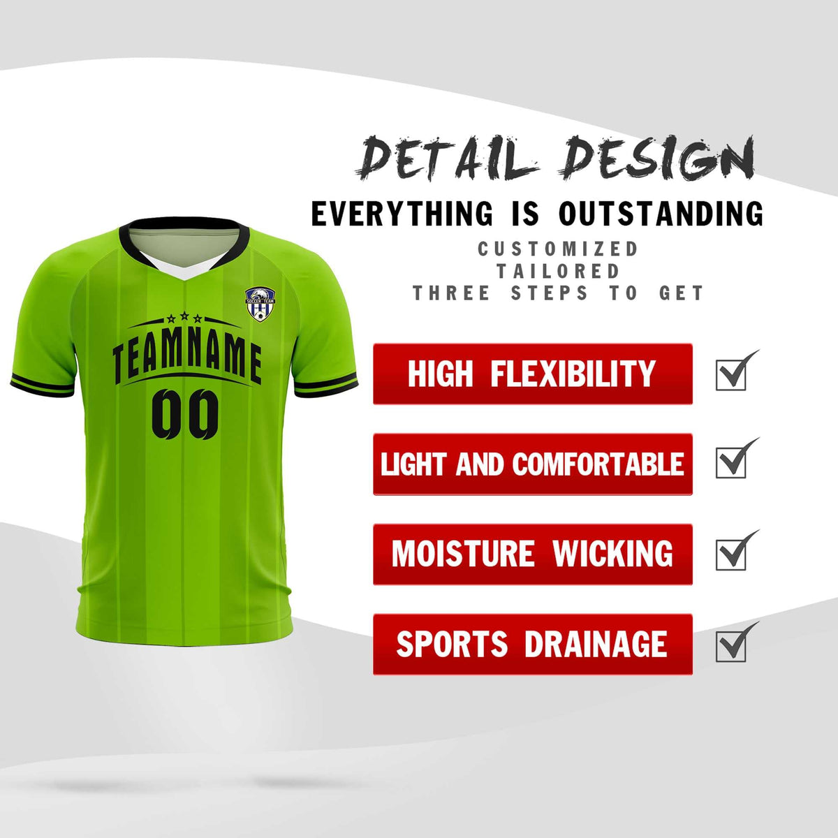 Custom Neon Green Classic Striped Personalized Football Kit Jersey