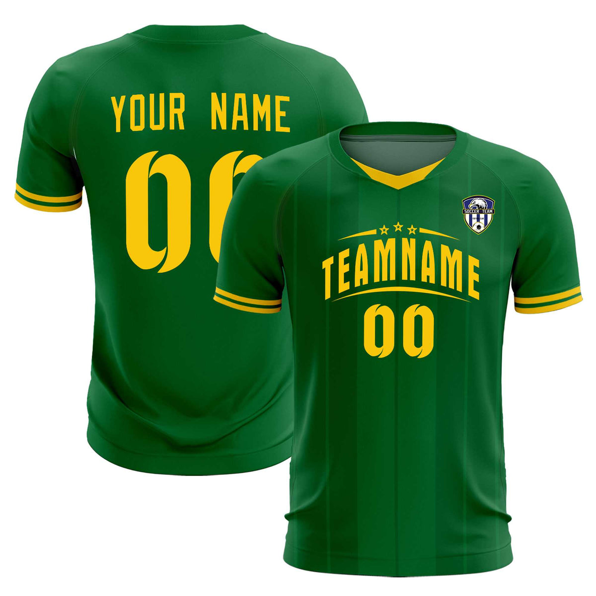 Custom Kelly Green Classic Striped Personalized Football Kit Jersey