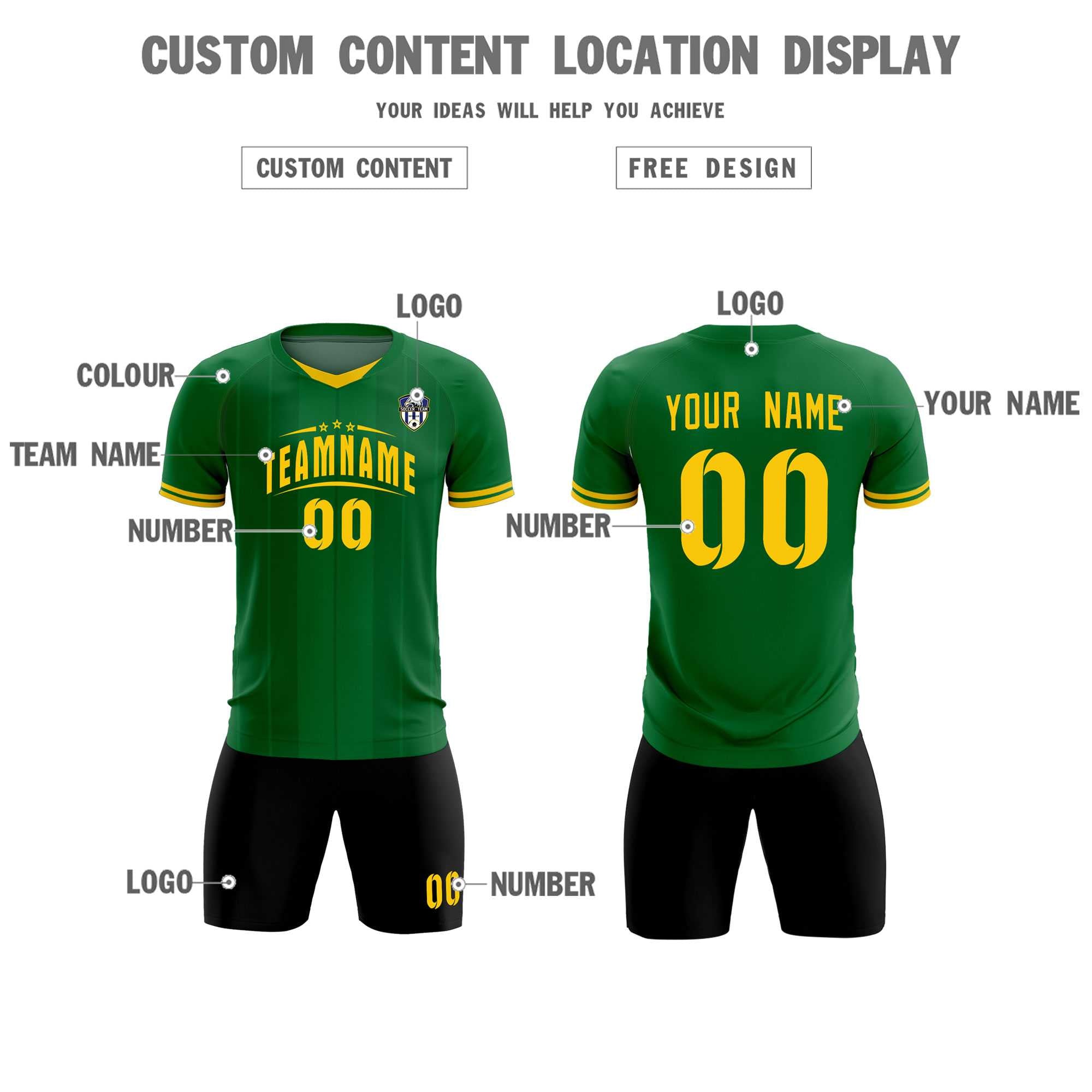 Custom Kelly Green Classic Striped Personalized Football Kit Jersey