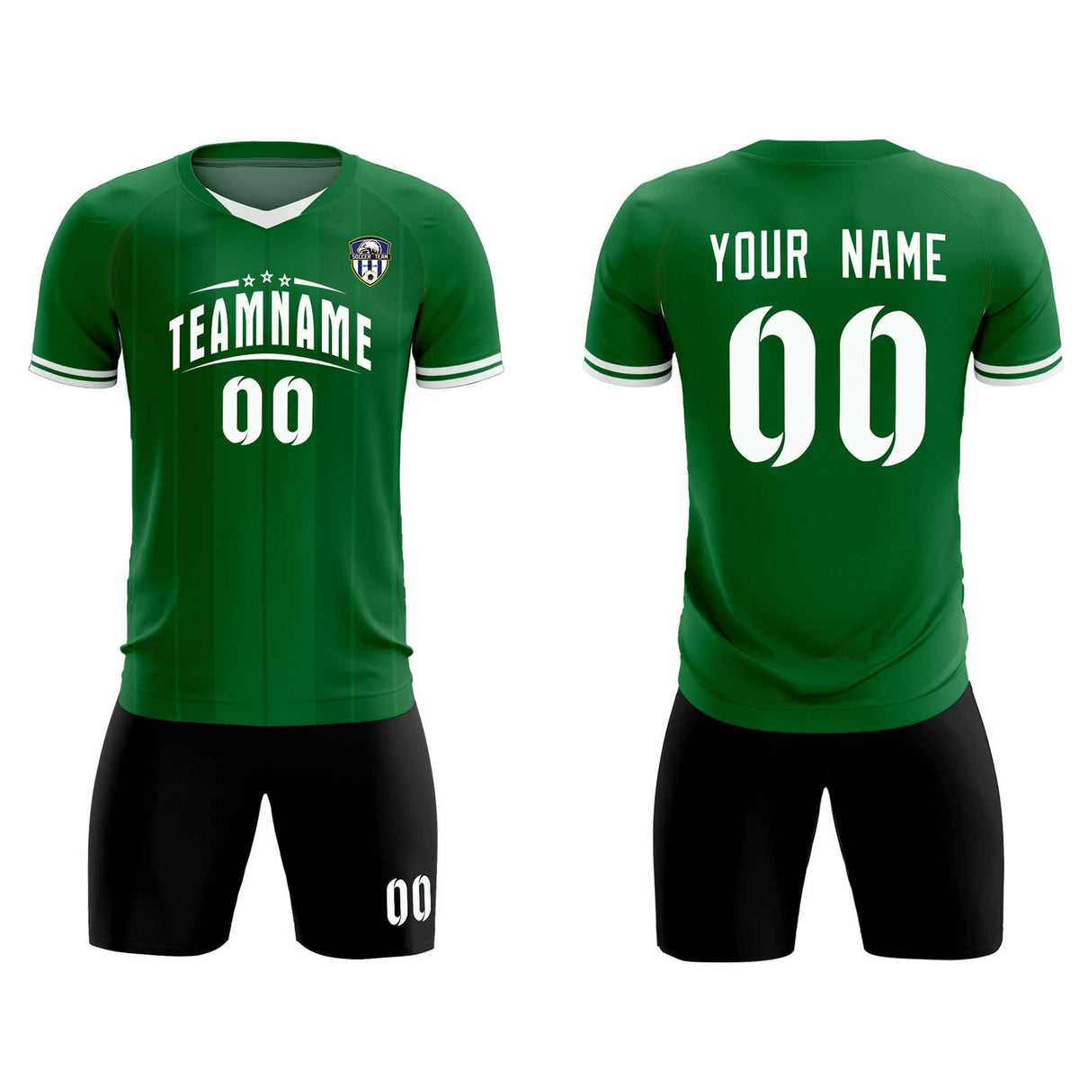 Custom Kelly Green Classic Striped Personalized Football Kit Jersey
