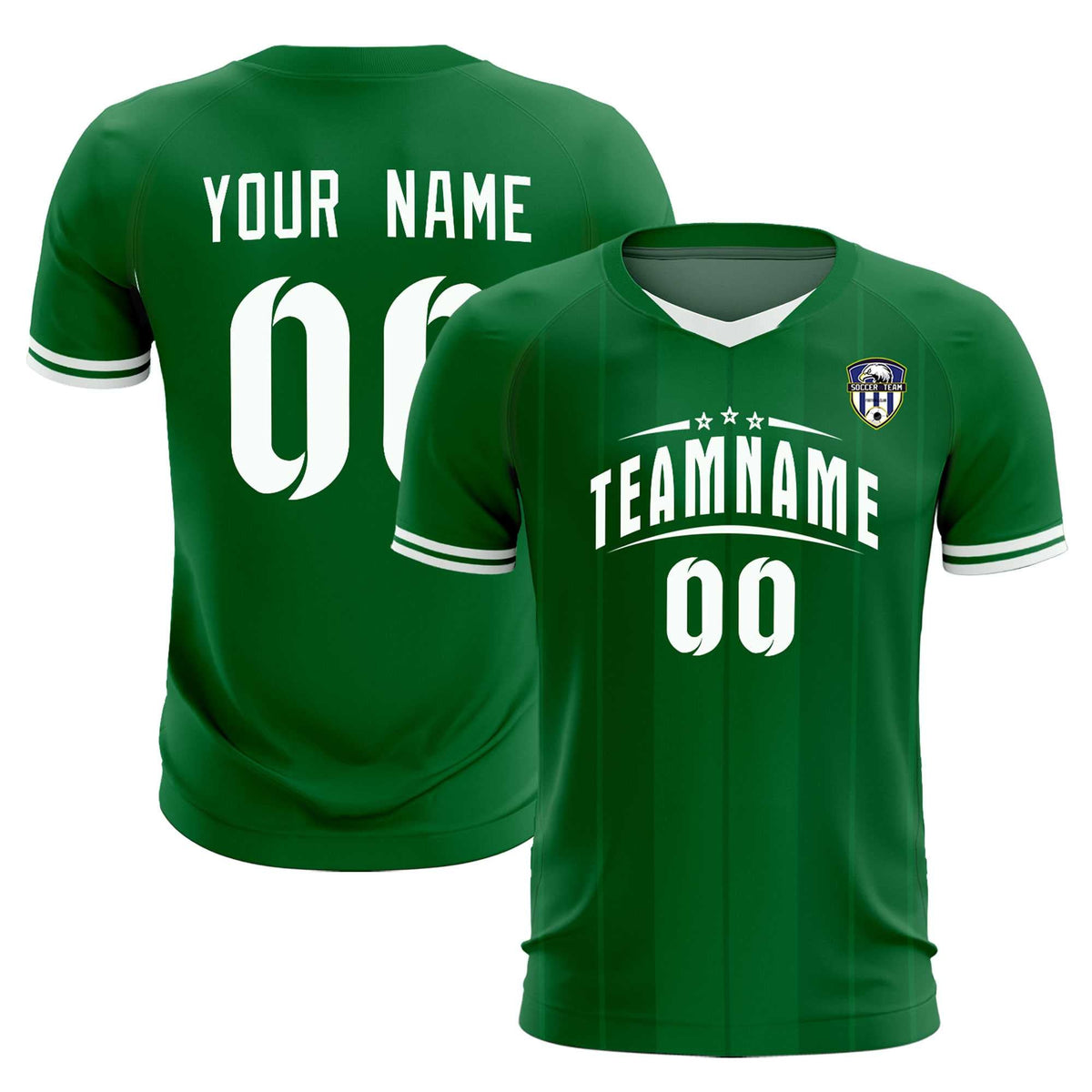 Custom Kelly Green Classic Striped Personalized Football Kit Jersey