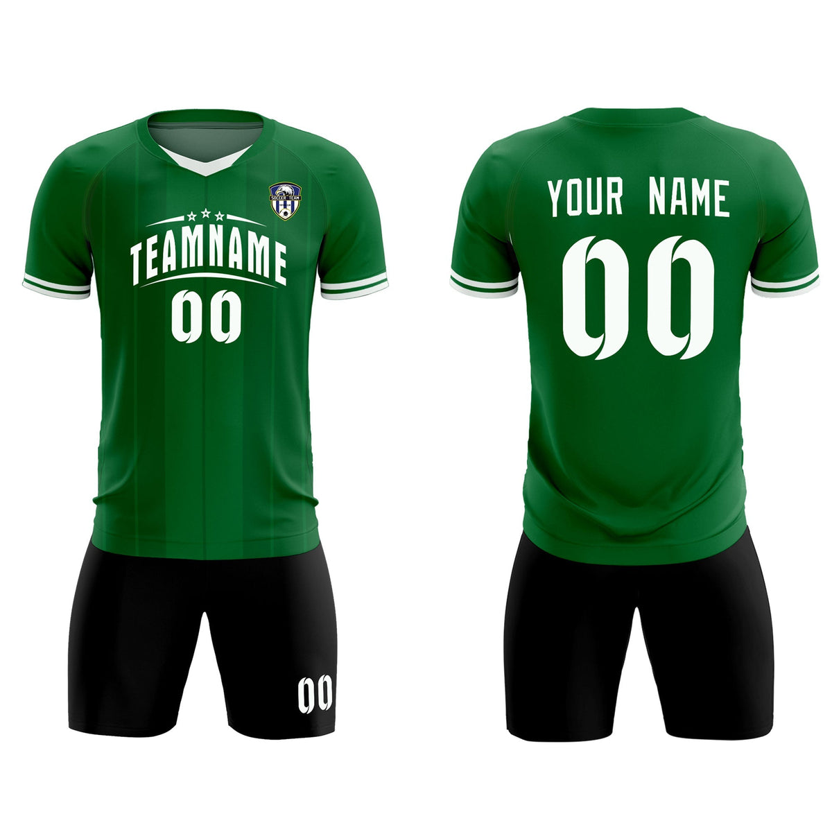 Custom Kelly Green Classic Striped Personalized Football Kit Jersey