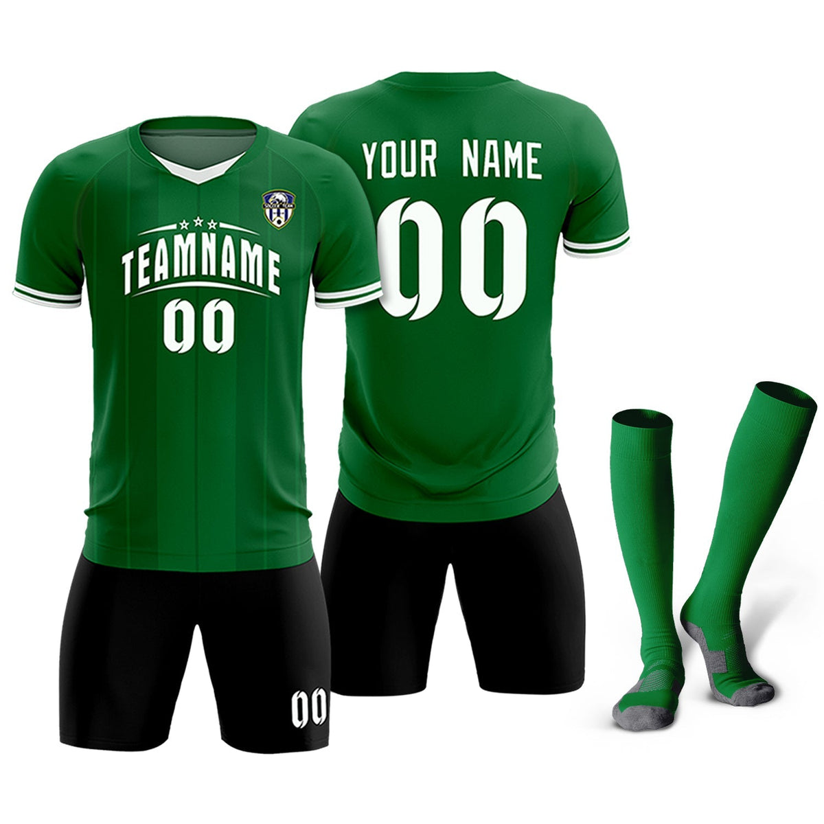 Custom Kelly Green Classic Striped Personalized Football Kit Jersey