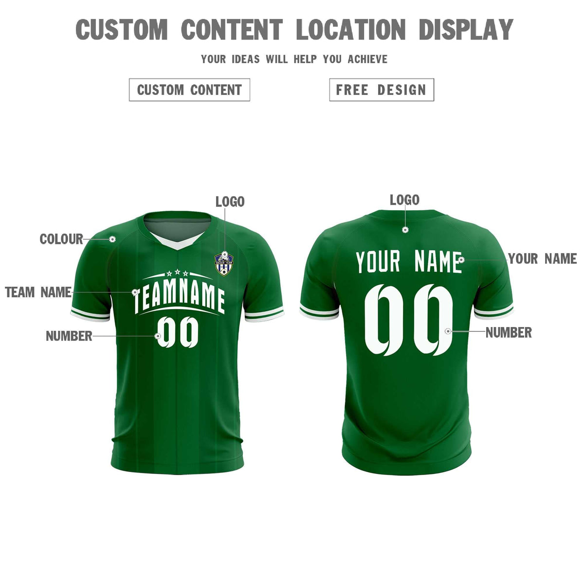 Custom Kelly Green Classic Striped Personalized Football Kit Jersey