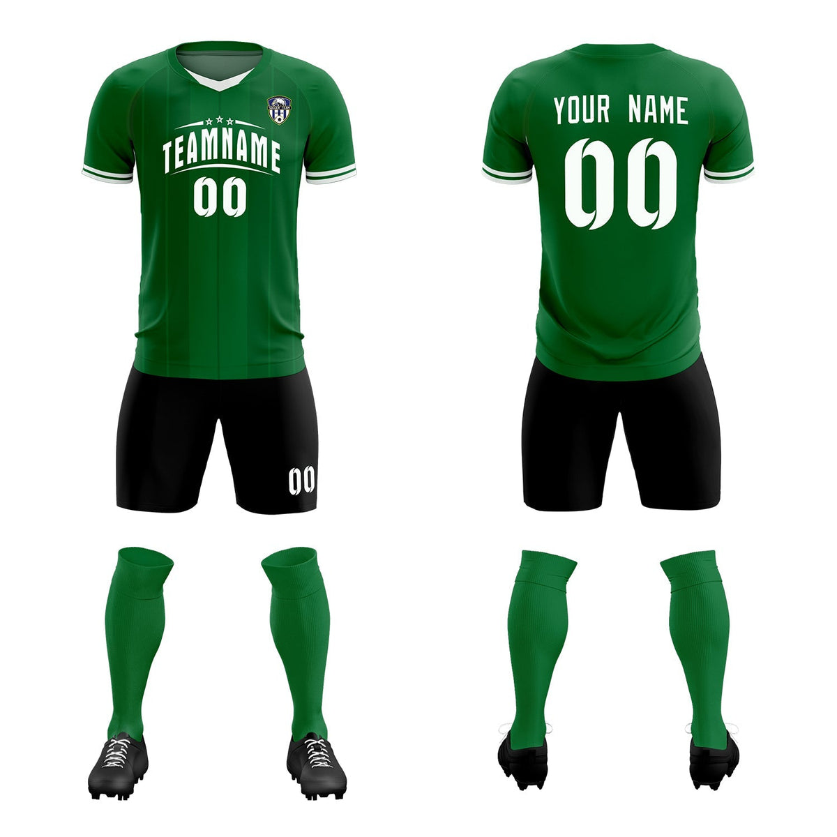 Custom Kelly Green Classic Striped Personalized Football Kit Jersey