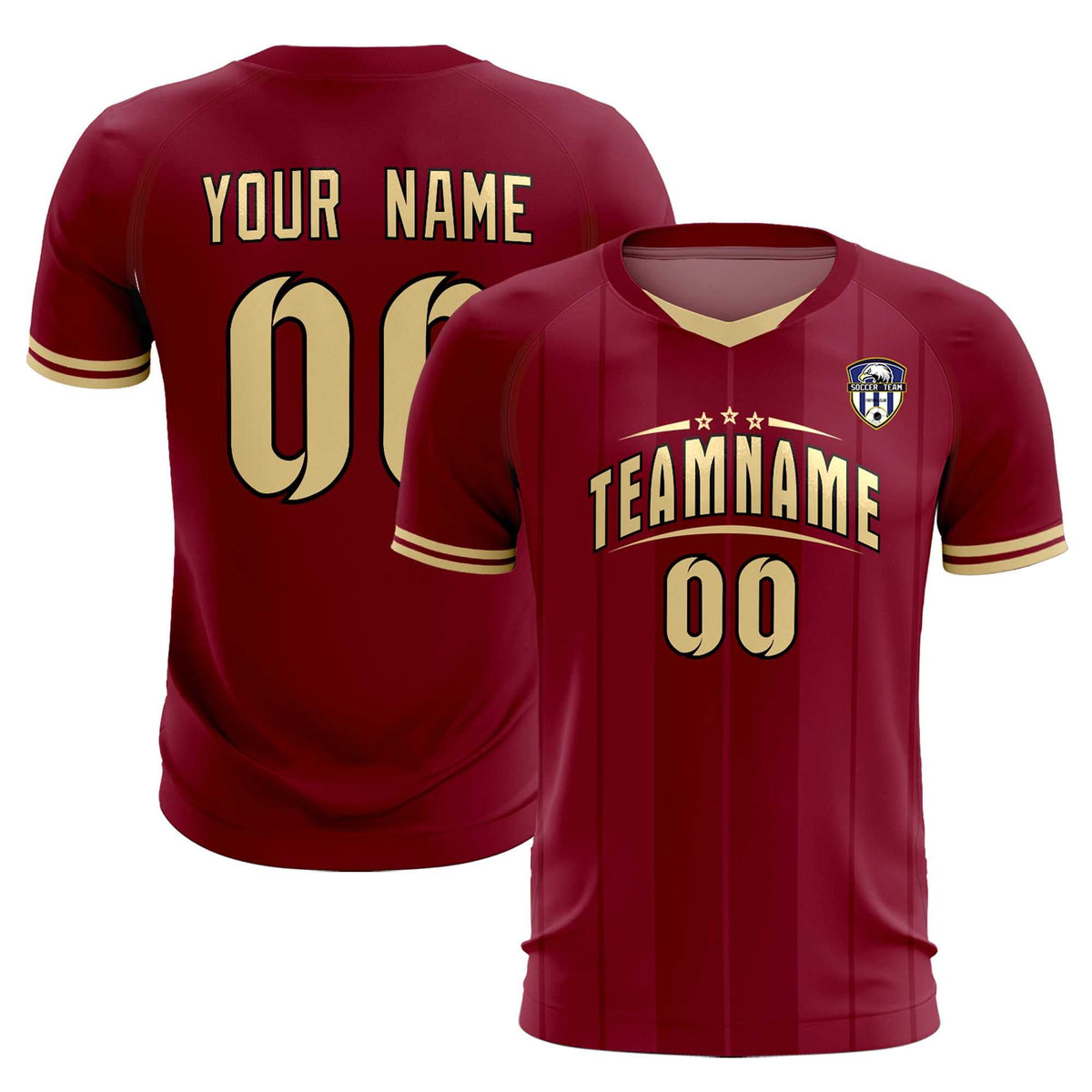 Custom Crimson Classic Striped Personalized Football Kit Jersey