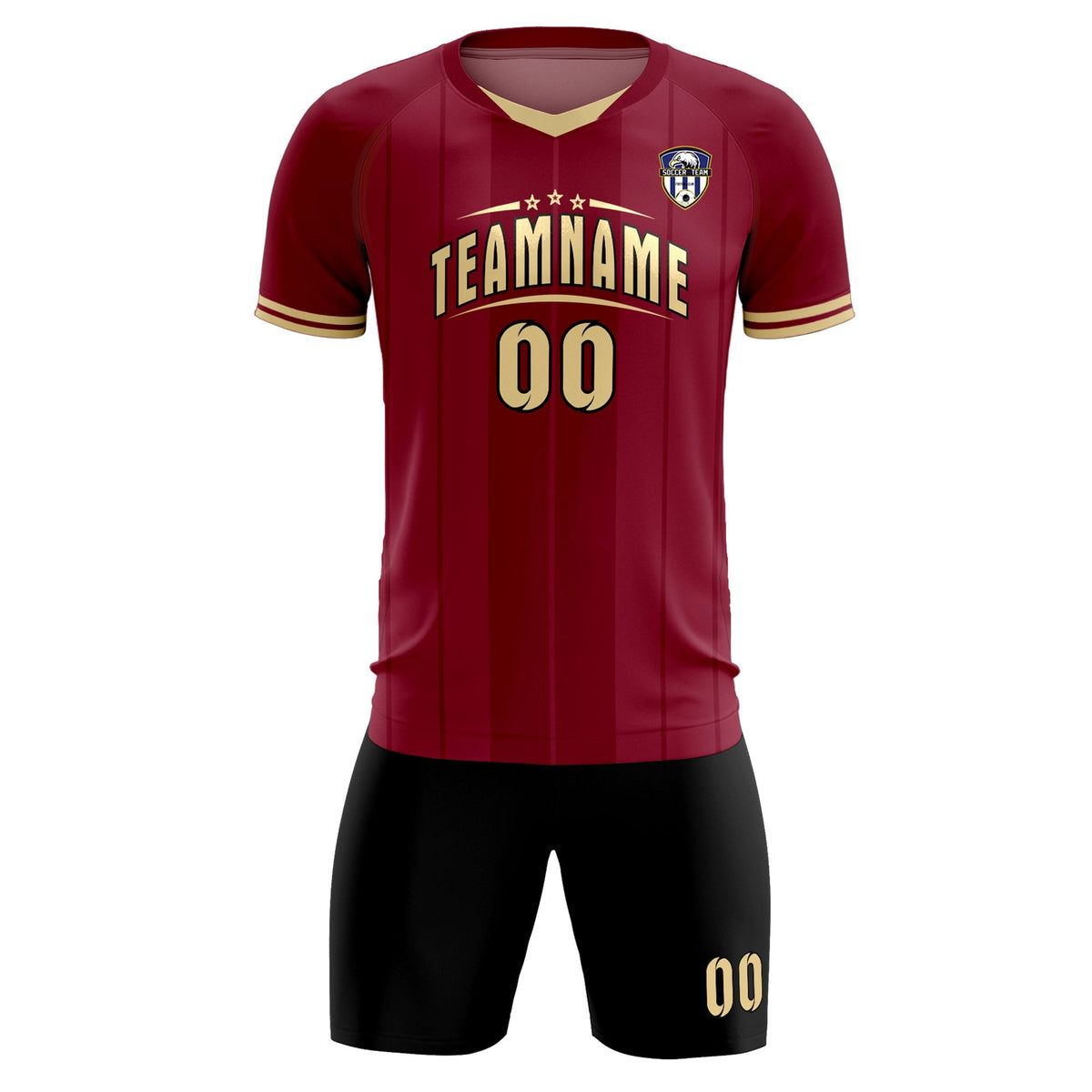 Custom Crimson Classic Striped Personalized Football Kit Jersey