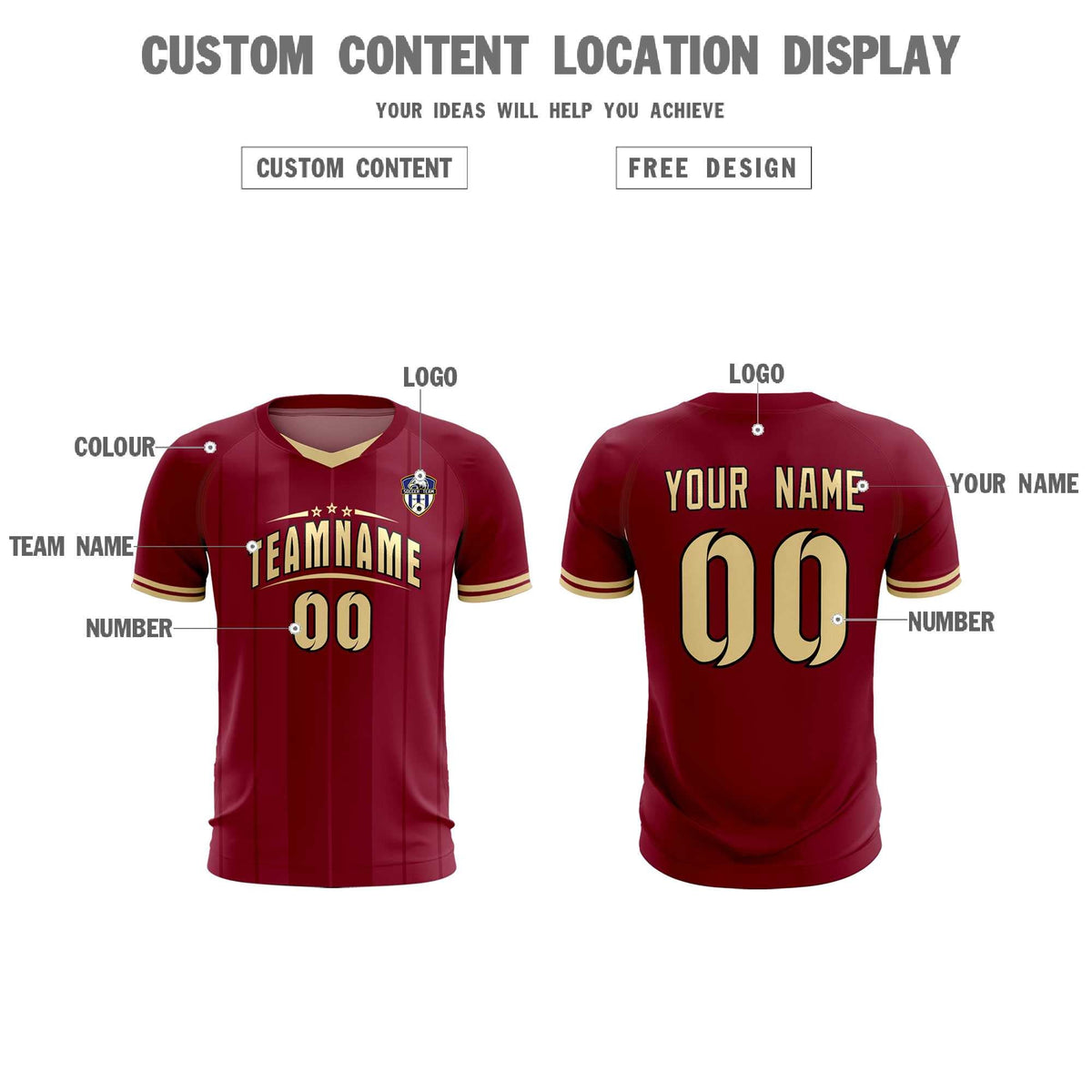 Custom Crimson Classic Striped Personalized Football Kit Jersey