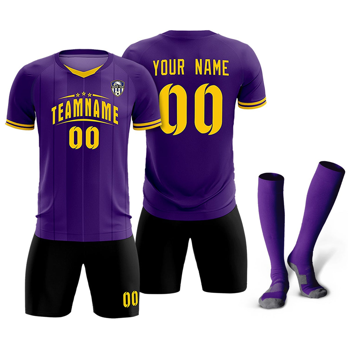Custom Purple Classic Striped Personalized Football Kit Jersey