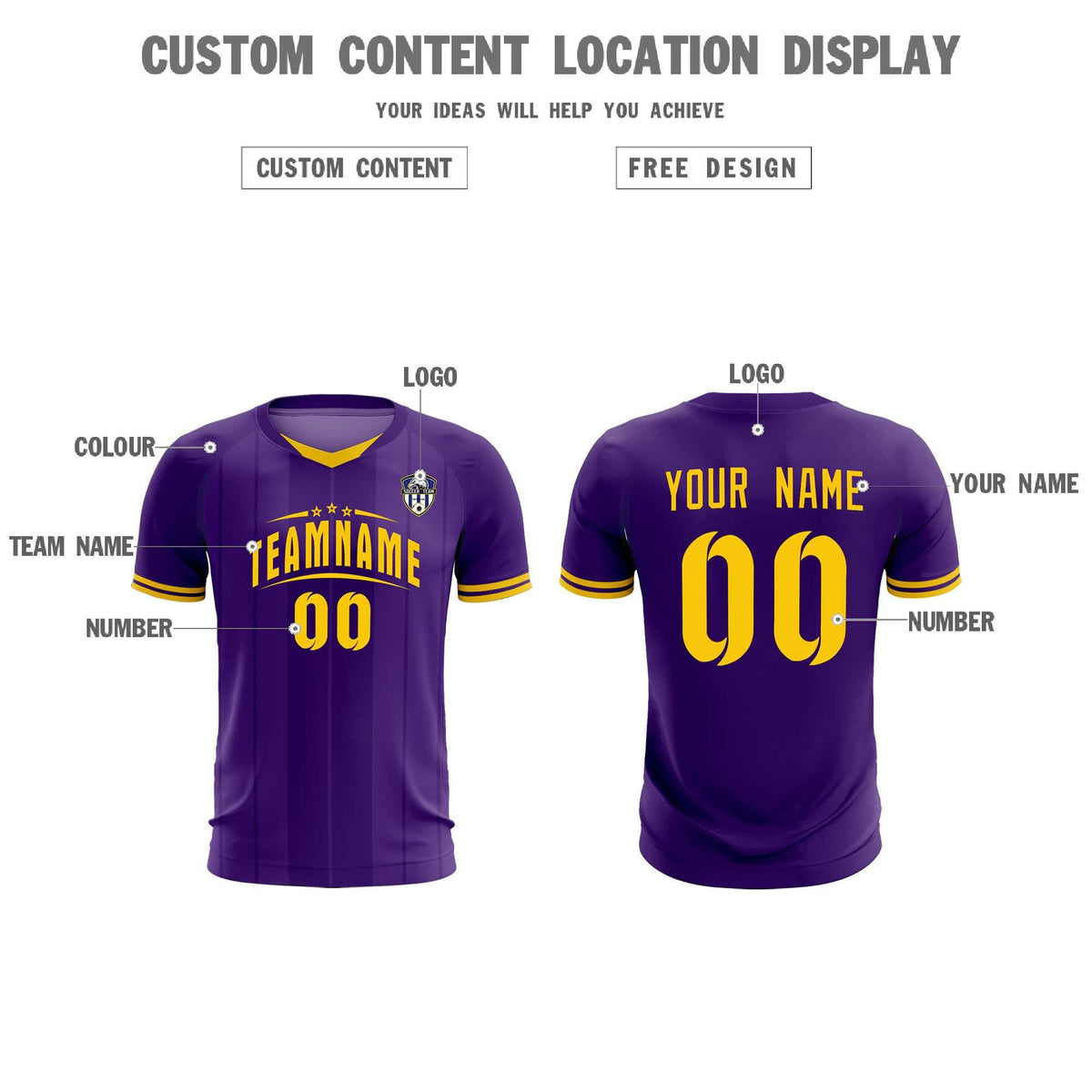Custom Purple Classic Striped Personalized Football Kit Jersey