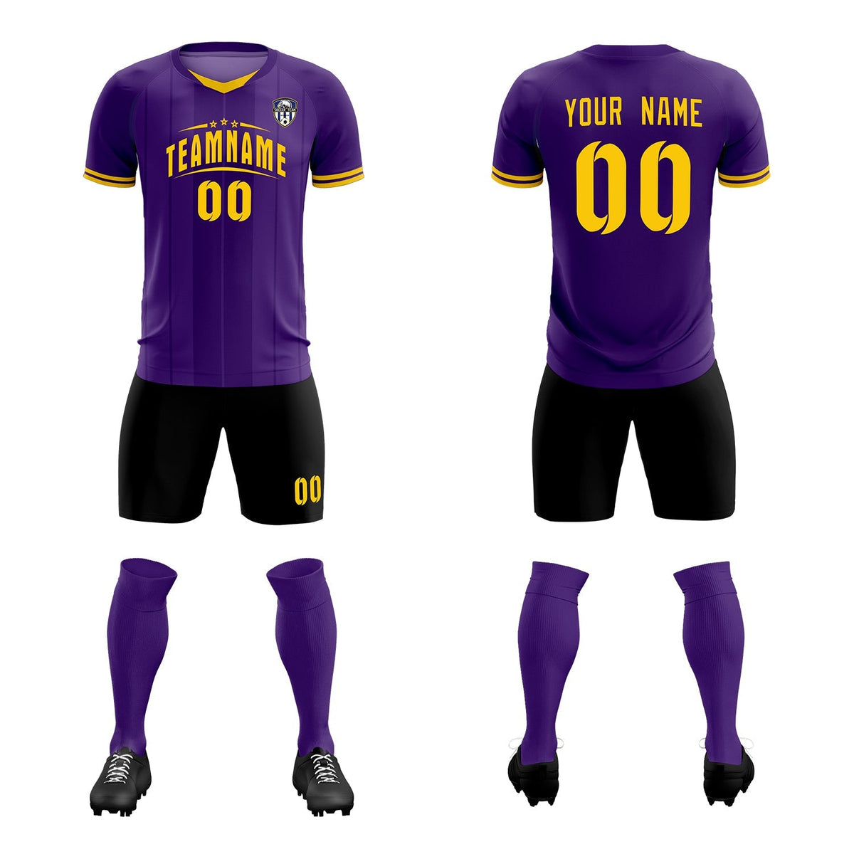 Custom Purple Classic Striped Personalized Football Kit Jersey