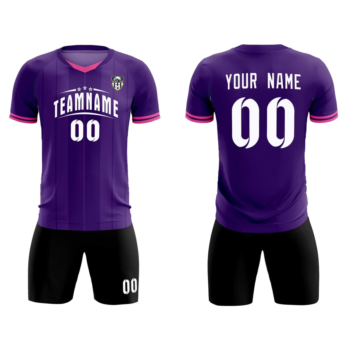 Custom Purple Classic Striped Personalized Football Kit Jersey
