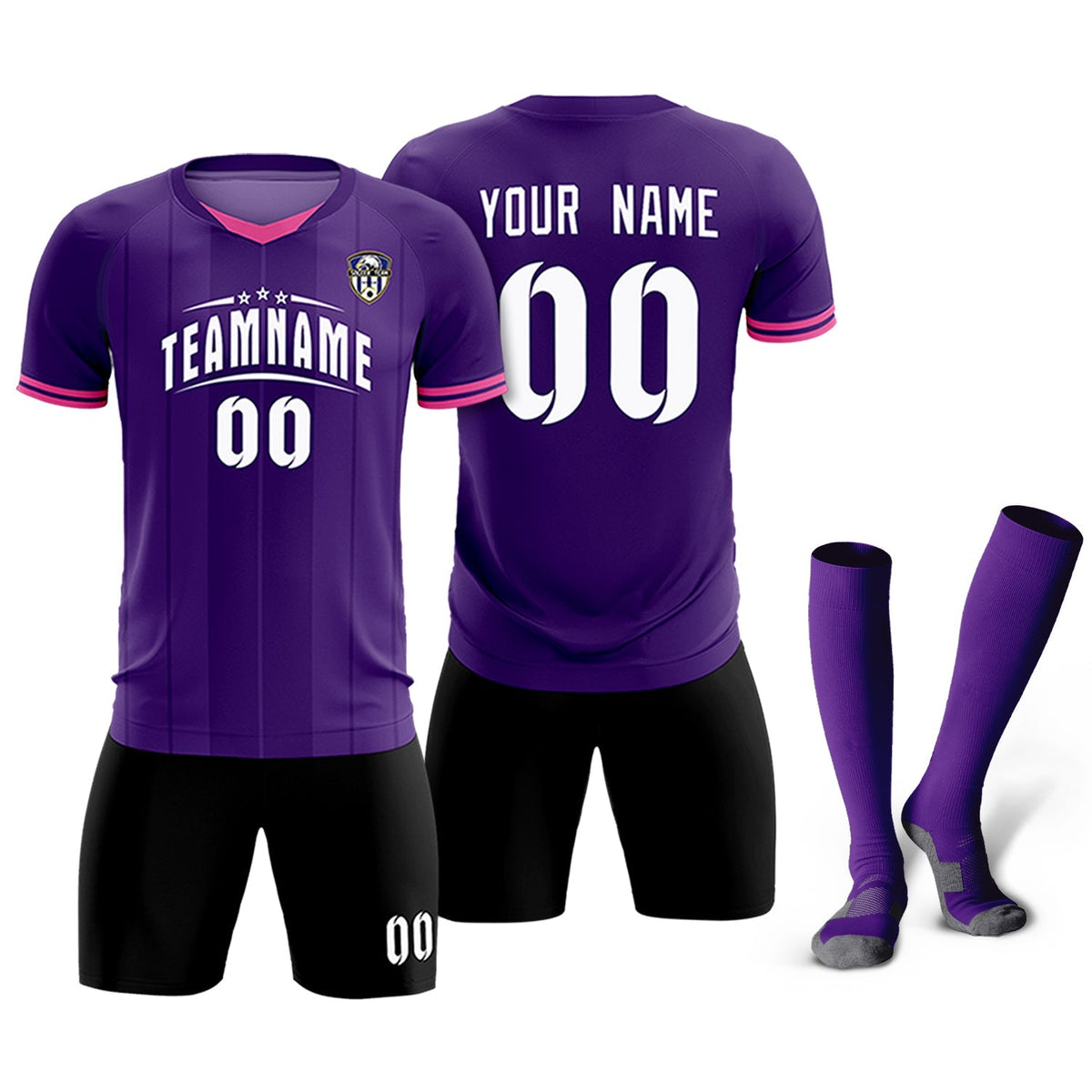 Custom Purple Classic Striped Personalized Football Kit Jersey