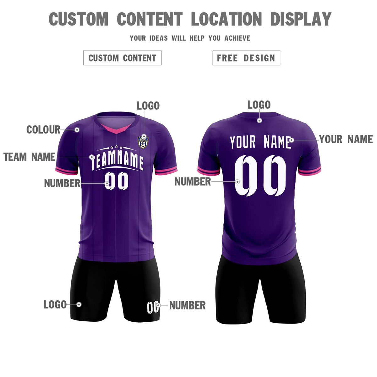 Custom Purple Classic Striped Personalized Football Kit Jersey