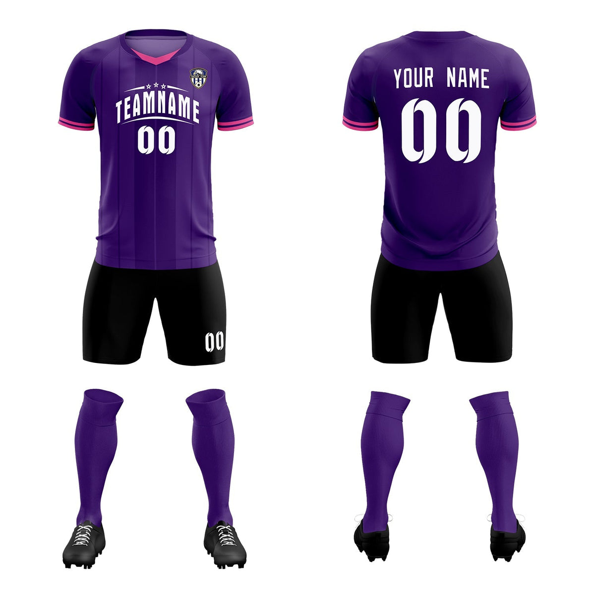 Custom Purple Classic Striped Personalized Football Kit Jersey