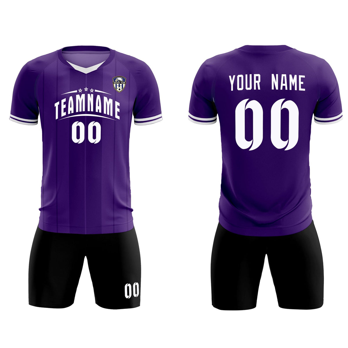 Custom Purple Classic Striped Personalized Football Kit Jersey