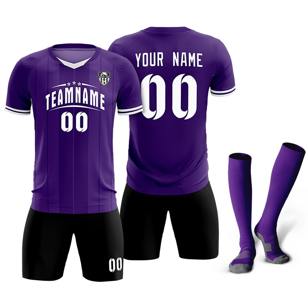 Custom Purple Classic Striped Personalized Football Kit Jersey