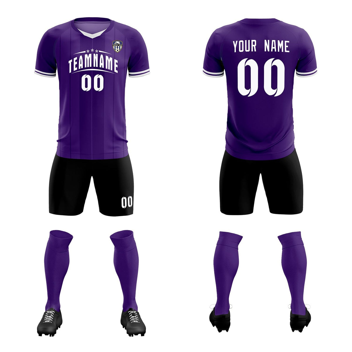 Custom Purple Classic Striped Personalized Football Kit Jersey