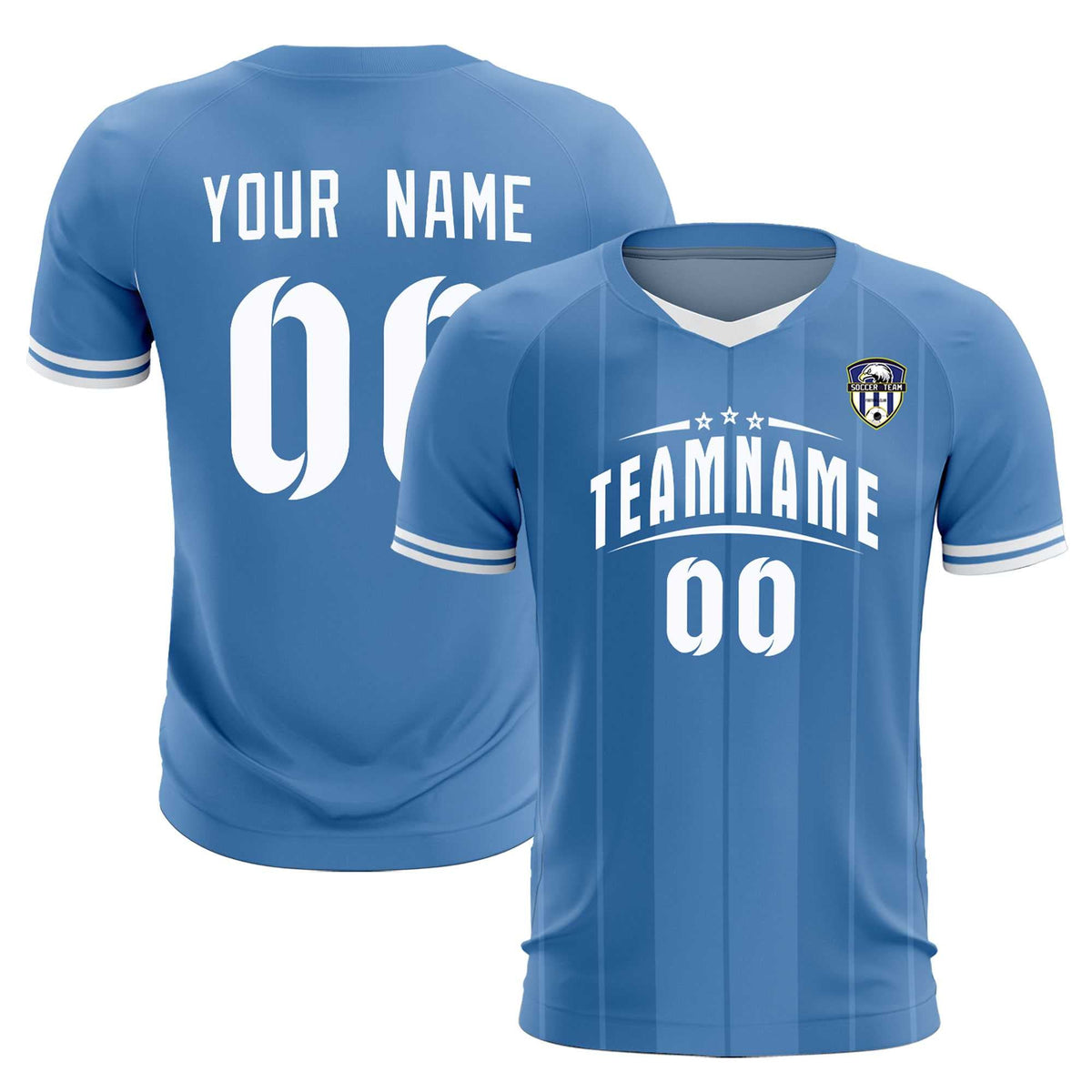 Custom Light Blue Classic Striped Personalized Football Kit Jersey