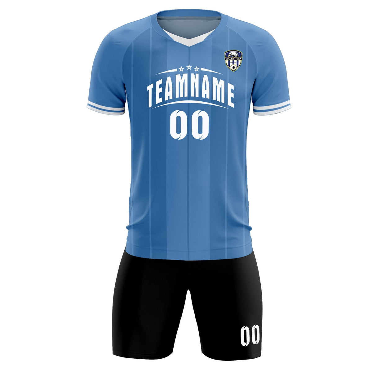 Custom Light Blue Classic Striped Personalized Football Kit Jersey