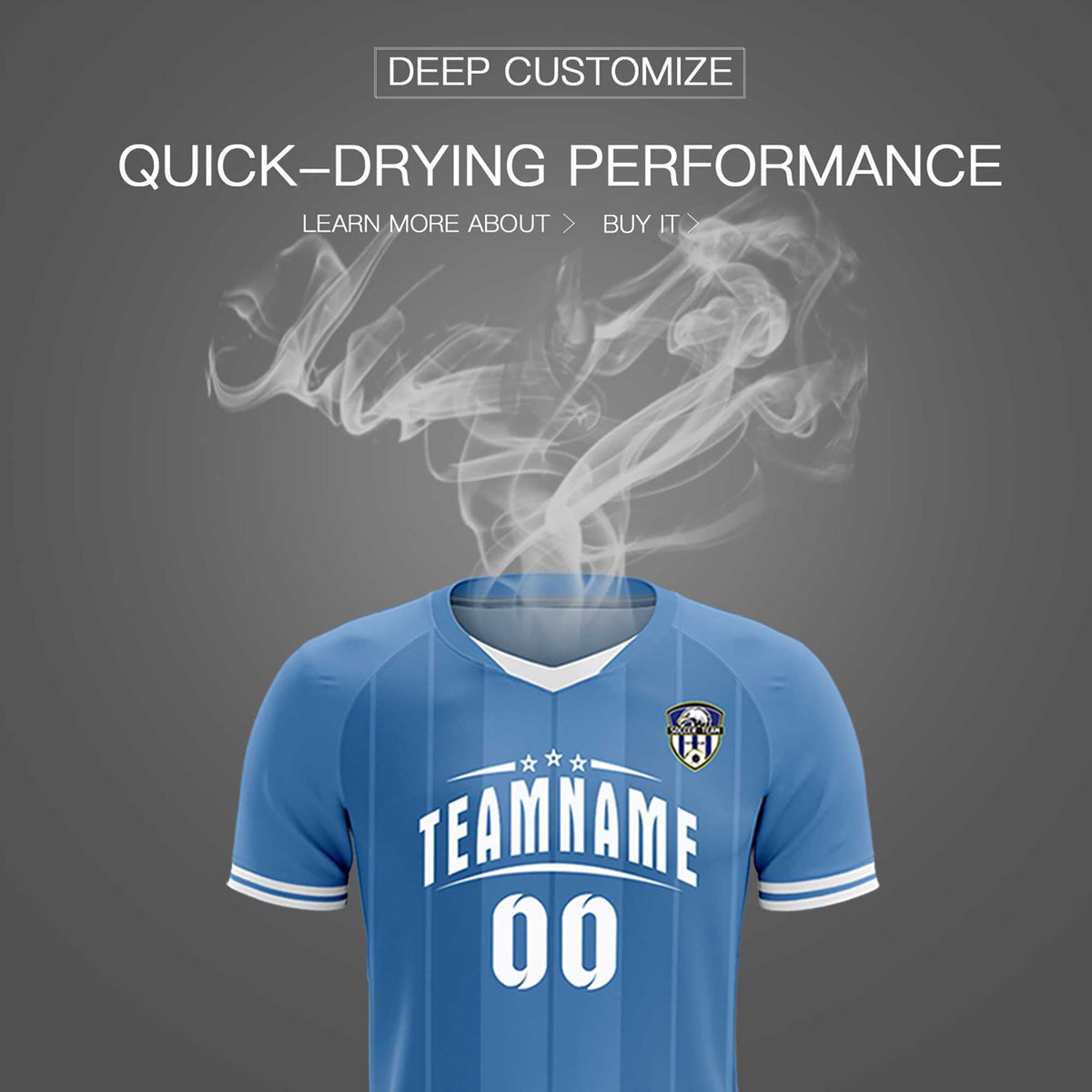 Custom Light Blue Classic Striped Personalized Football Kit Jersey