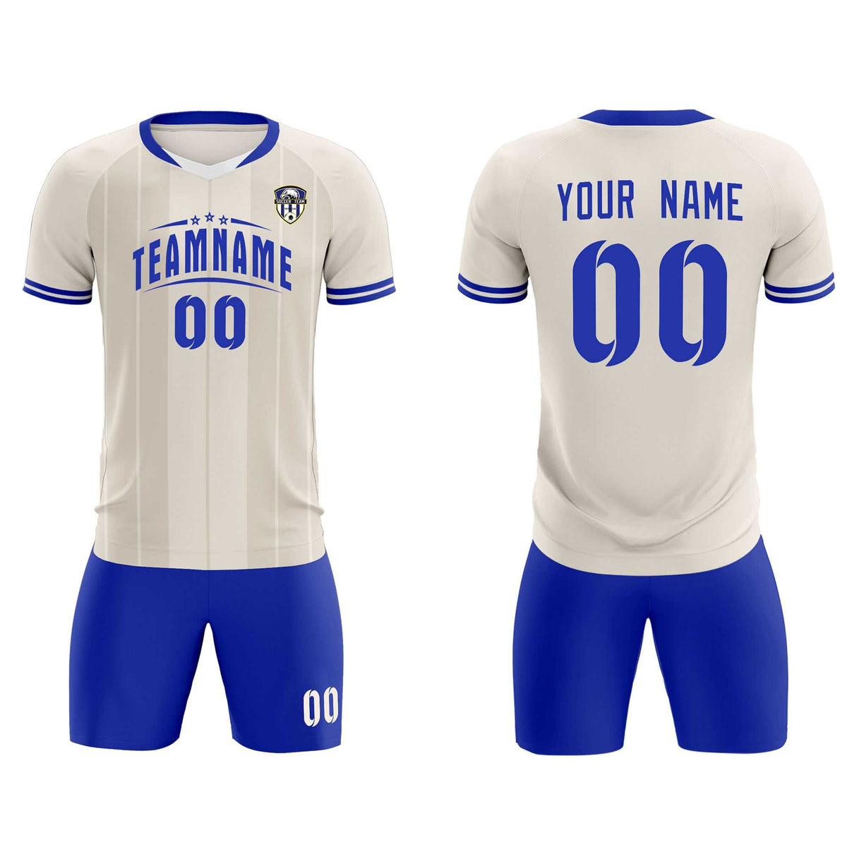 Custom Cream Classic Striped Personalized Football Kit Jersey