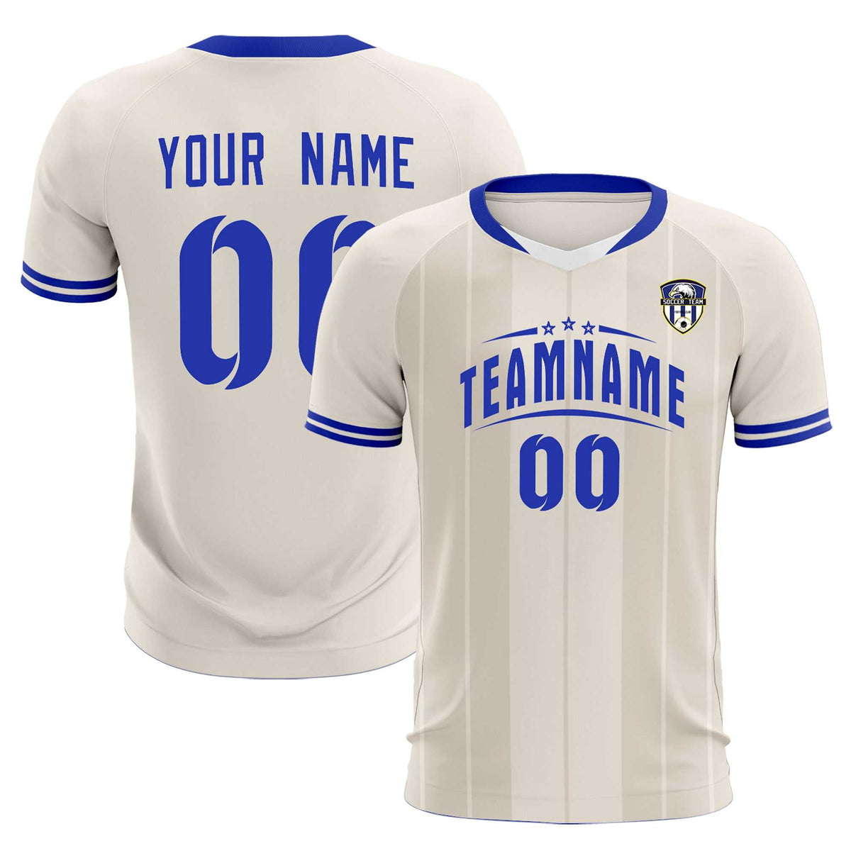 Custom Cream Classic Striped Personalized Football Kit Jersey
