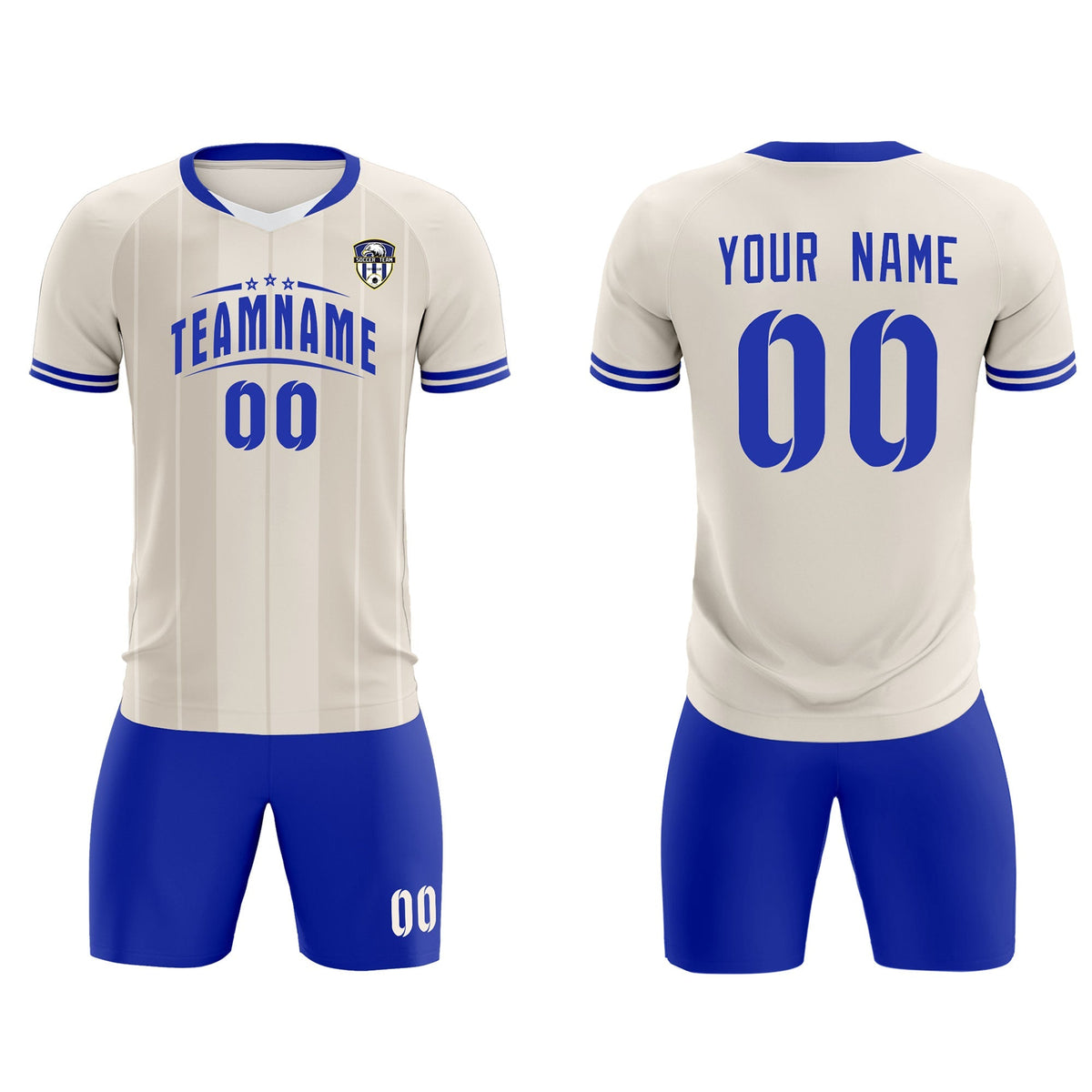 Custom Cream Classic Striped Personalized Football Kit Jersey