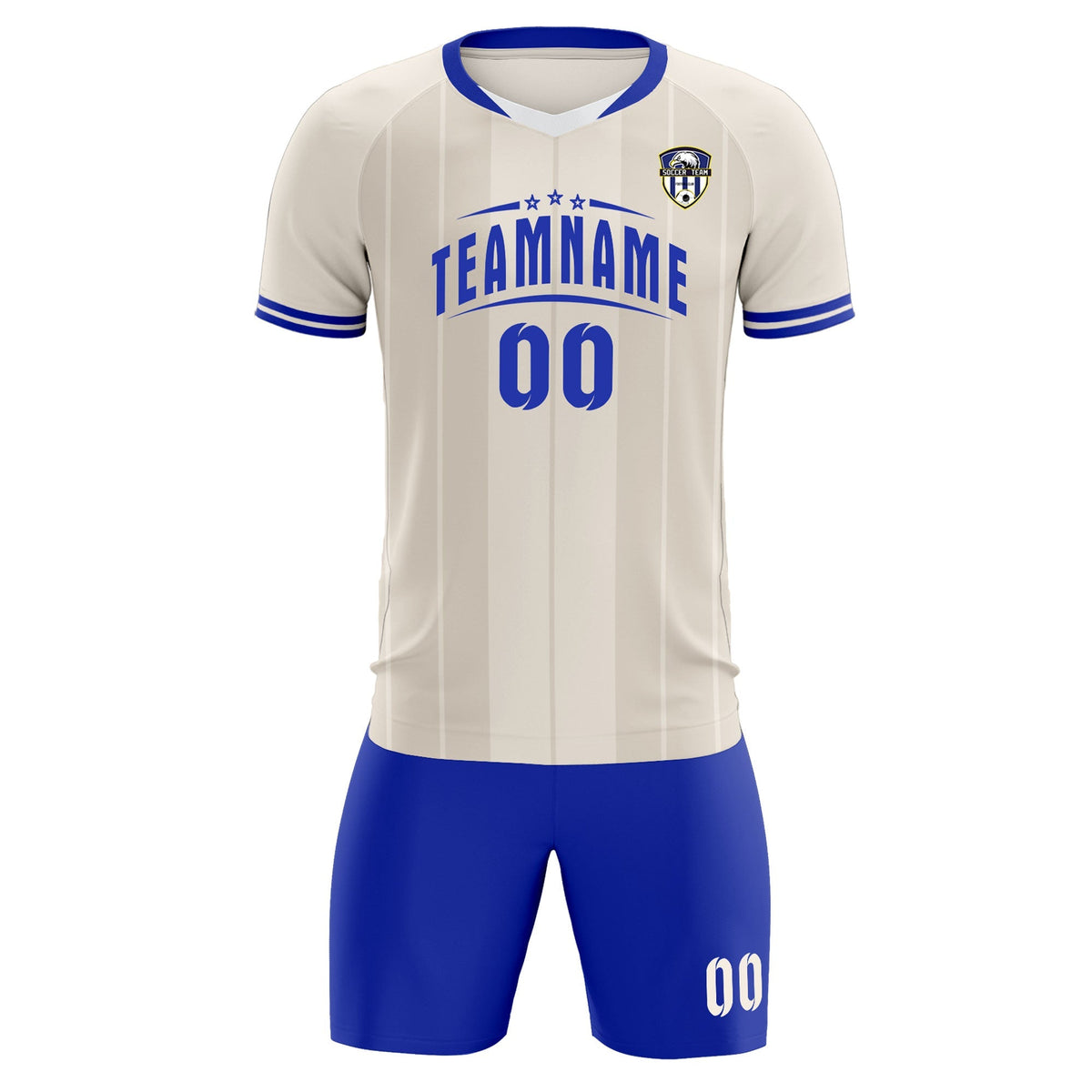 Custom Cream Classic Striped Personalized Football Kit Jersey