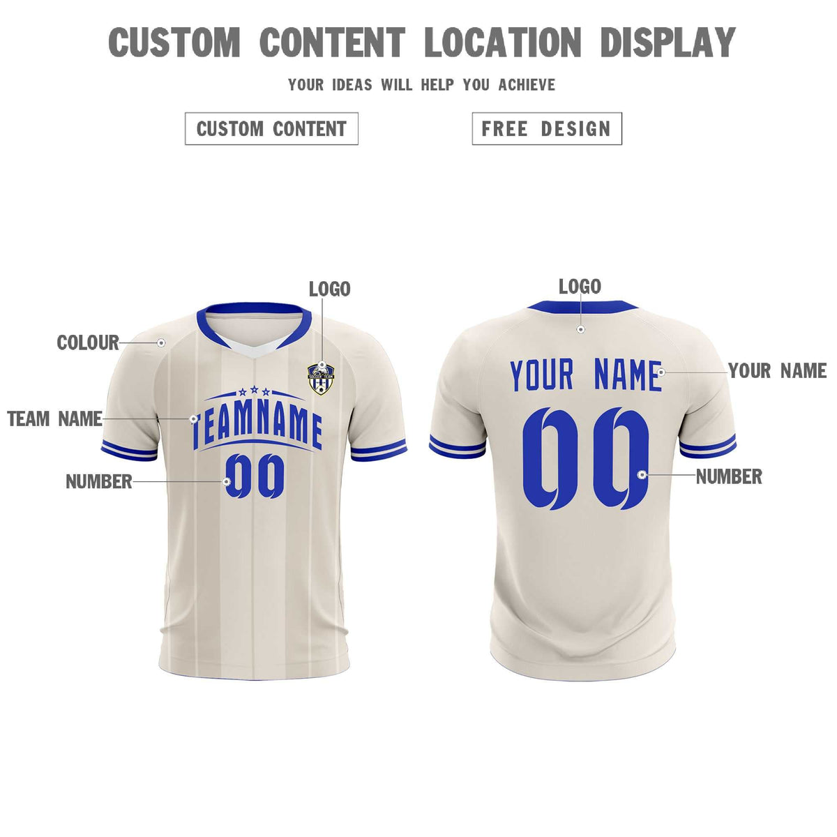 Custom Cream Classic Striped Personalized Football Kit Jersey