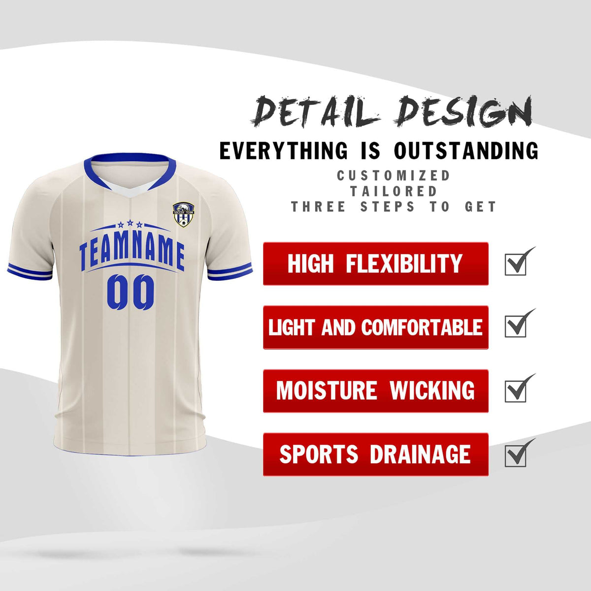 Custom Cream Classic Striped Personalized Football Kit Jersey