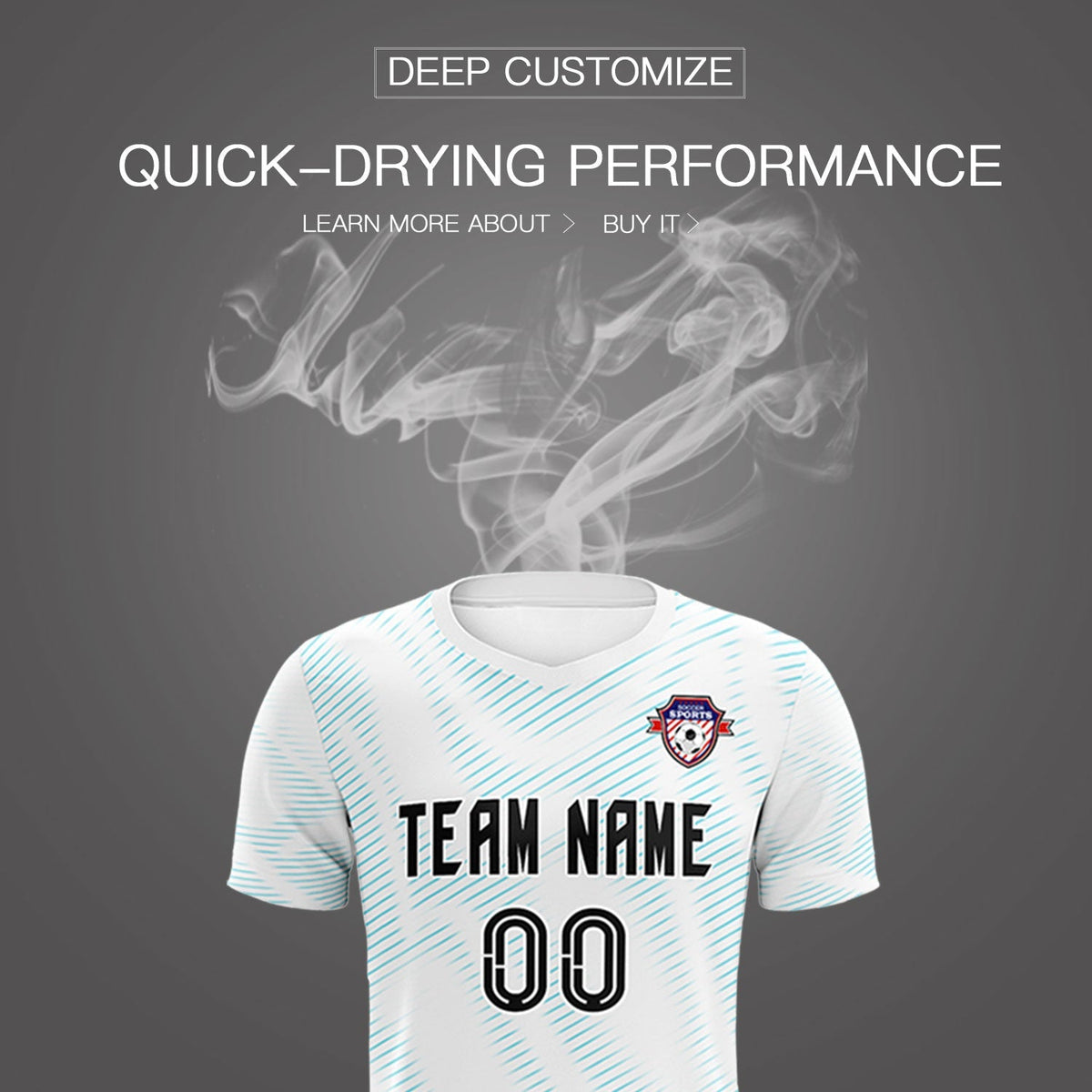 Custom White Sky Blue Training Uniform For Men Football Sets Jersey