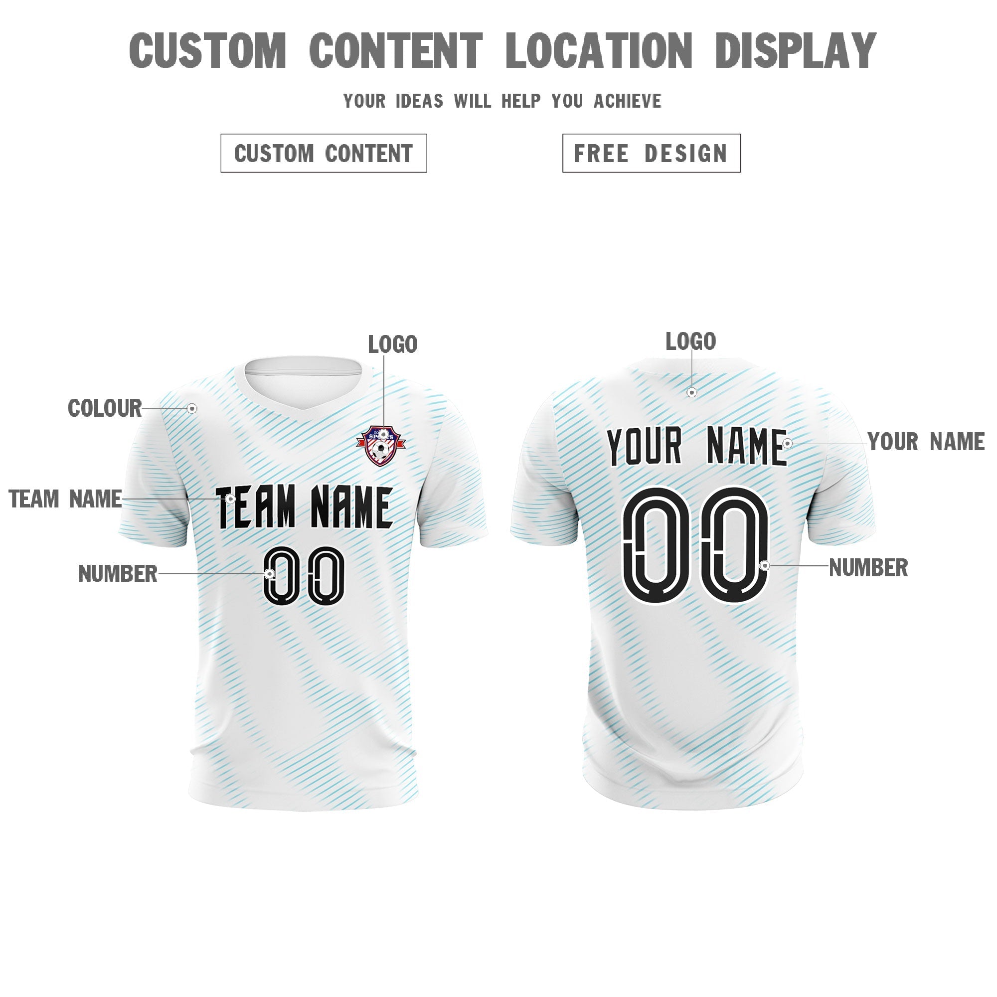 Custom White Sky Blue Training Uniform For Men Football Sets Jersey