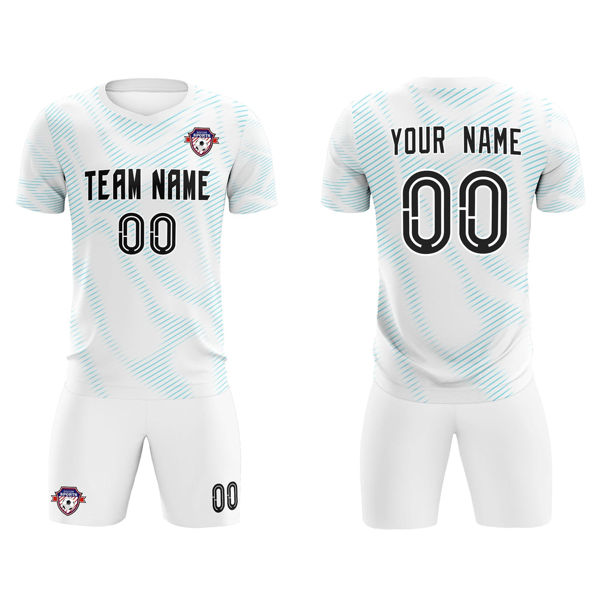 Custom White Sky Blue Training Uniform For Men Football Sets Jersey