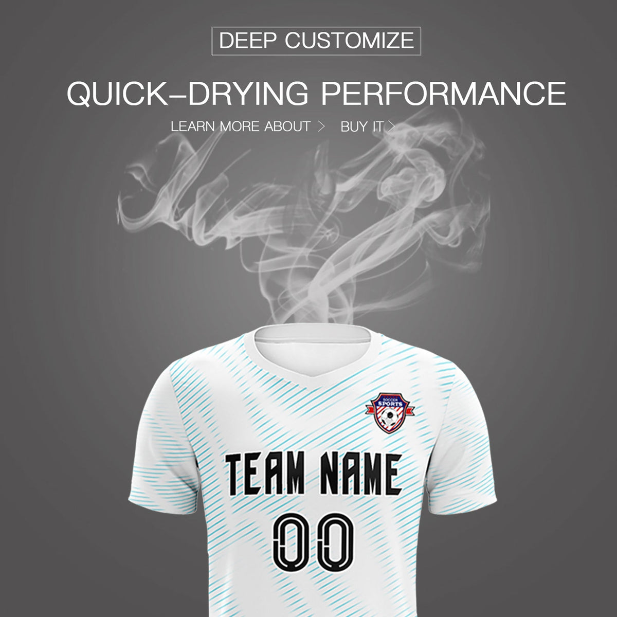 Custom White Sky Blue Training Uniform For Men Football Sets Jersey