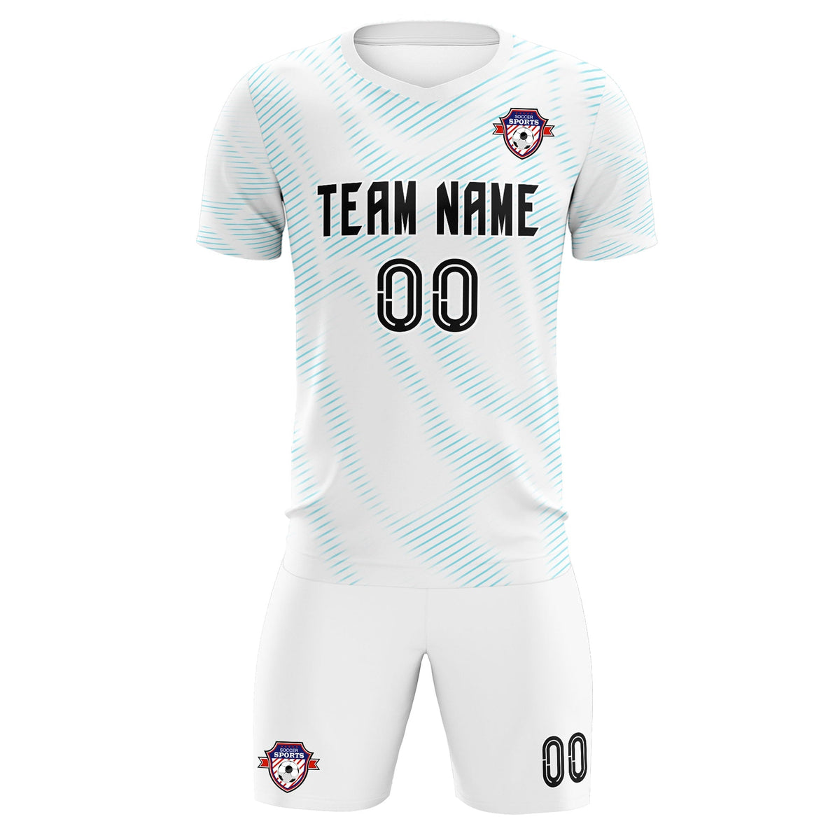Custom White Sky Blue Training Uniform For Men Football Sets Jersey