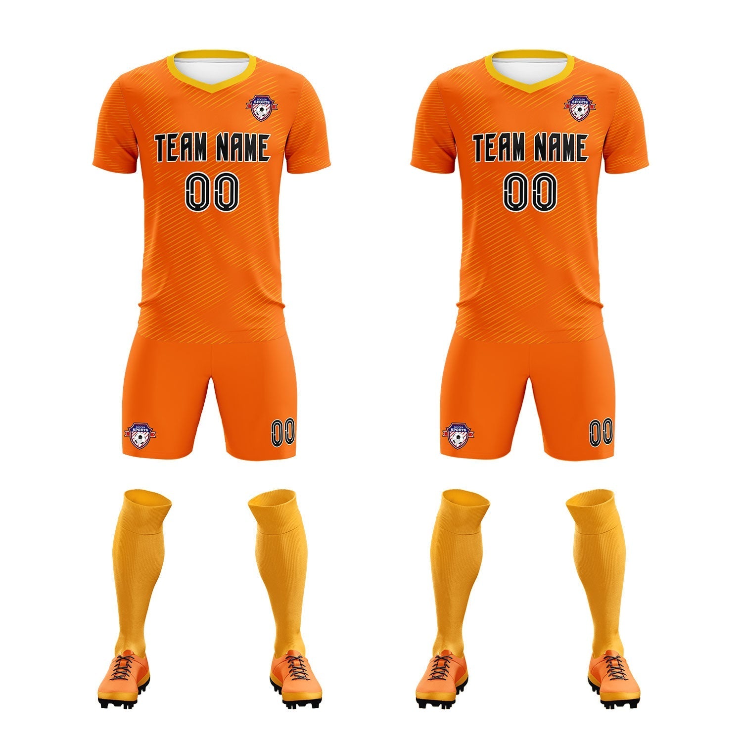 Custom Orange Gold Training Uniform For Men Football Sets Jersey