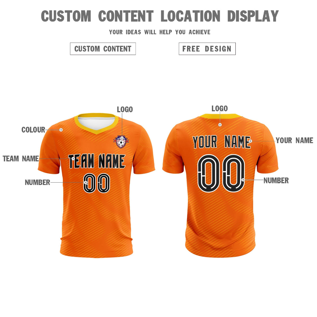 Custom Orange Gold Training Uniform For Men Football Sets Jersey