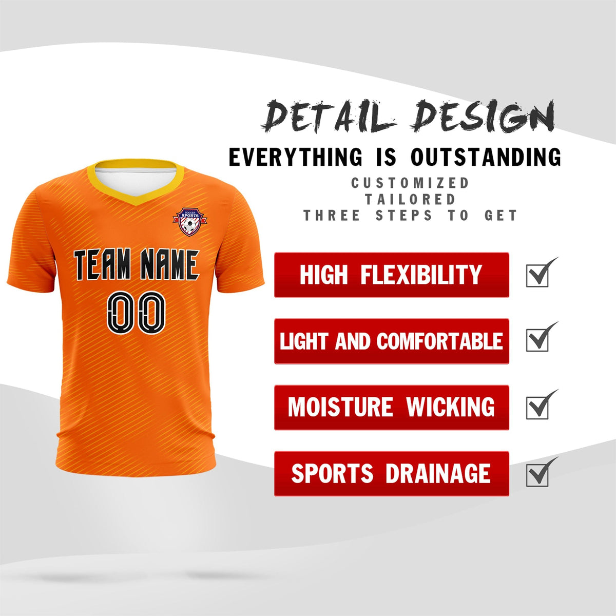 Custom Orange Gold Training Uniform For Men Football Sets Jersey