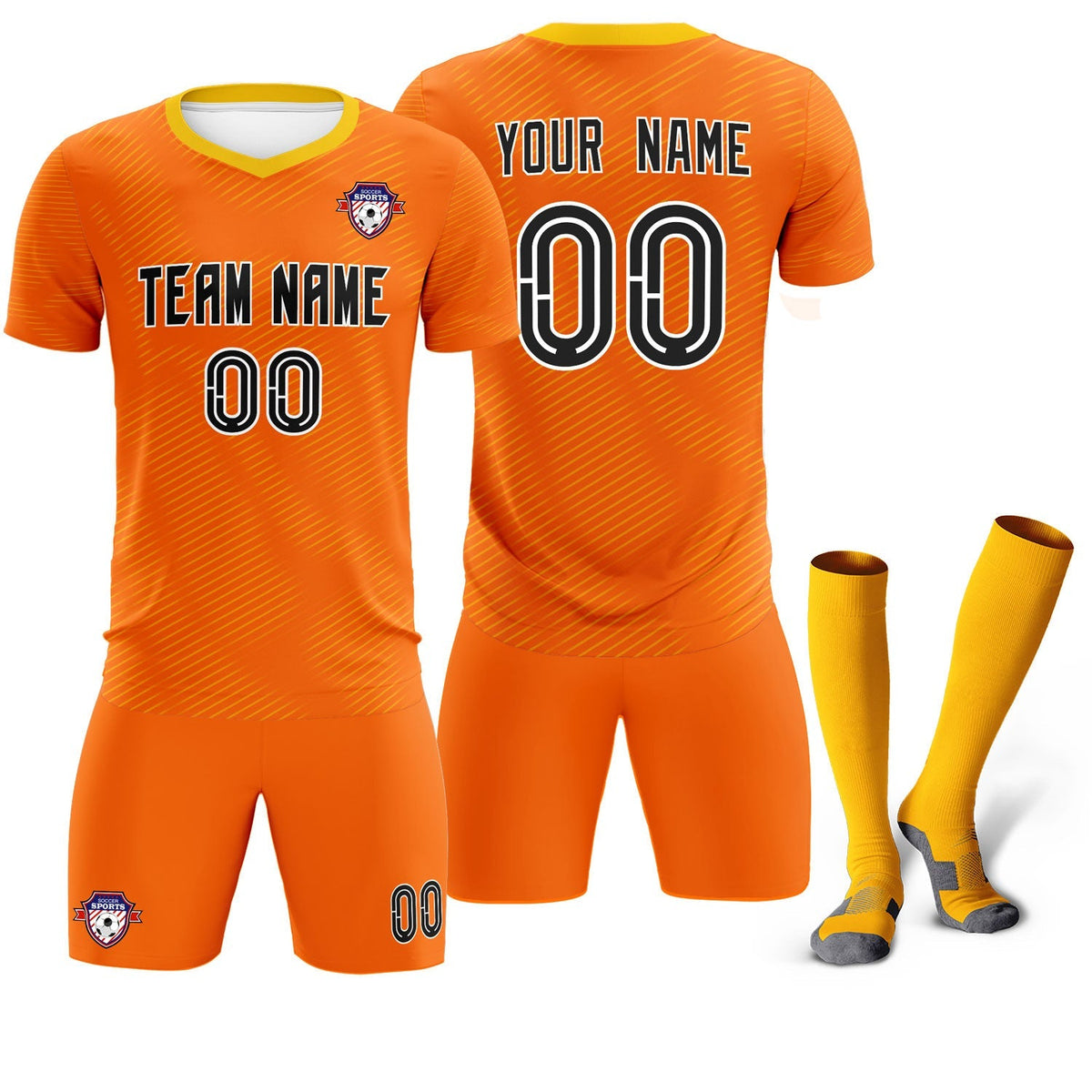 Custom Orange Gold Training Uniform For Men Football Sets Jersey